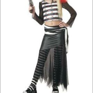 Girls kids Pirate costume Skirt Only High Seas Hottie M Black Mesh Halloween